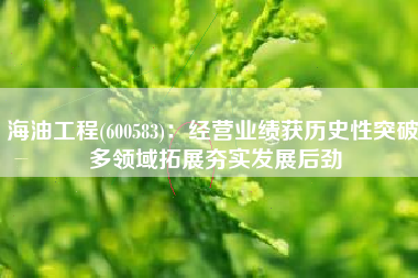 海油工程(600583)：经营业绩获历史性突破 多领域拓展夯实发展后劲