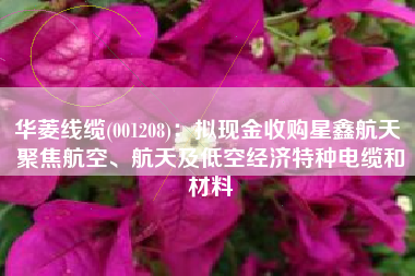 华菱线缆(001208)：拟现金收购星鑫航天 聚焦航空、航天及低空经济特种电缆和材料