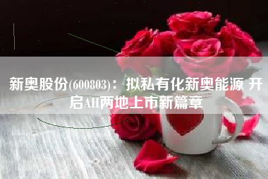 新奥股份(600803)：拟私有化新奥能源 开启AH两地上市新篇章