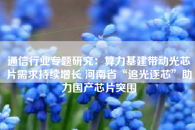 通信行业专题研究：算力基建带动光芯片需求持续增长 河南省“追光逐芯”助力国产芯片突围