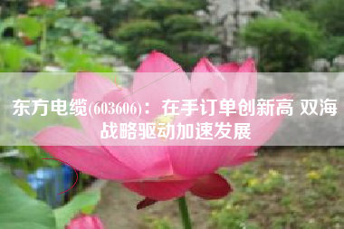 东方电缆(603606)：在手订单创新高 双海战略驱动加速发展