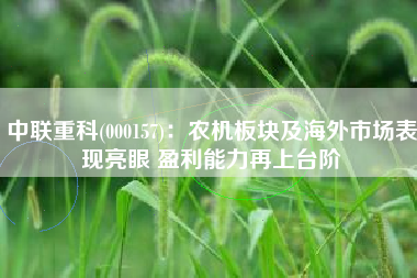 中联重科(000157)：农机板块及海外市场表现亮眼 盈利能力再上台阶