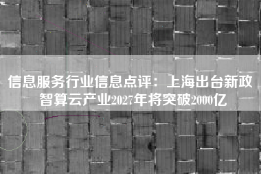 信息服务行业信息点评：上海出台新政 智算云产业2027年将突破2000亿