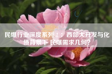 民爆行业深度系列②：西部大开发与化债背景下 民爆需求几何？