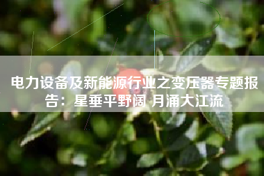 电力设备及新能源行业之变压器专题报告：星垂平野阔 月涌大江流