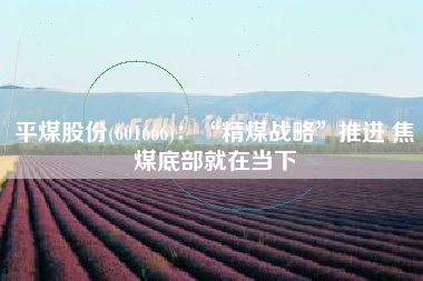 平煤股份(601666)：“精煤战略”推进 焦煤底部就在当下