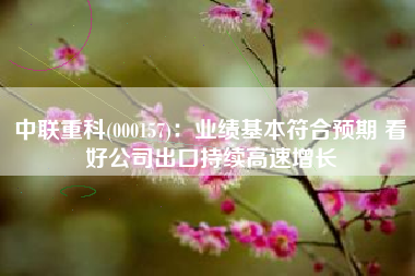 中联重科(000157)：业绩基本符合预期 看好公司出口持续高速增长