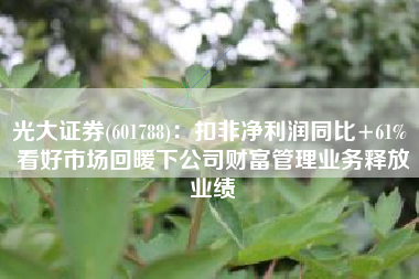 光大证券(601788)：扣非净利润同比+61% 看好市场回暖下公司财富管理业务释放业绩