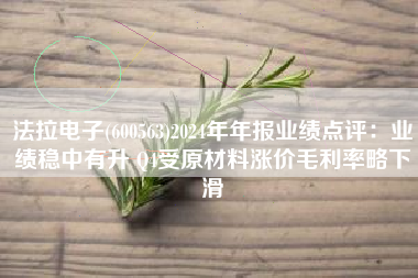 法拉电子(600563)2024年年报业绩点评：业绩稳中有升 Q4受原材料涨价毛利率略下滑