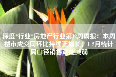 深度*行业*房地产行业第12周周报：本周楼市成交同环比持续正增长；1-2月统计局口径销售动能减弱