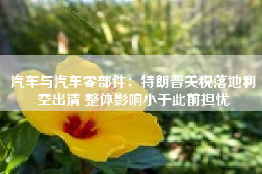 汽车与汽车零部件：特朗普关税落地利空出清 整体影响小于此前担忧