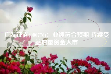 广发证券(000776)：业绩符合预期 持续受益增量资金入市