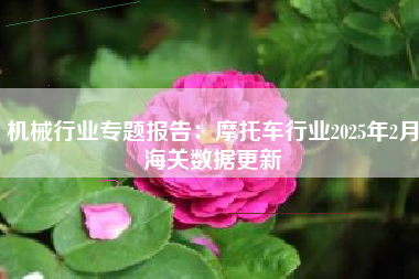 机械行业专题报告：摩托车行业2025年2月海关数据更新