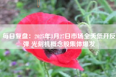 每日复盘：2025年3月27日市场全天低开反弹 光刻机概念股集体爆发