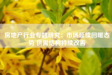 房地产行业专题研究：市场延续回暖态势 供需结构持续改善