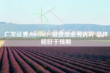 广发证券(000776)：收费类业务优异 总体略好于预期