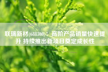 联瑞新材(688300)：高阶产品销量快速提升 持续推出新项目奠定成长性