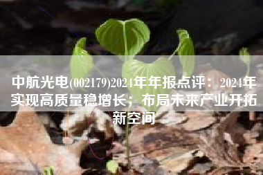 中航光电(002179)2024年年报点评：2024年实现高质量稳增长；布局未来产业开拓新空间