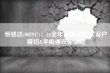 恒铭达(002947)：24全年业绩高增 大客户模切&华阳通双轮驱动