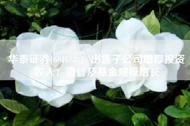 华泰证券(601688)：出售子公司增厚投资收入；资管及基金规模增长