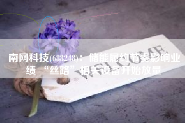 南网科技(688248)：储能履约节奏影响业绩 “丝路”相关设备开始放量