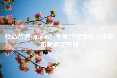 领益智造(002600)：季度营收新高 AI终端布局百花齐放
