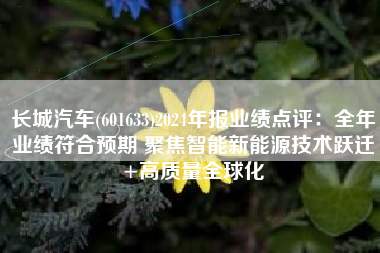 长城汽车(601633)2024年报业绩点评：全年业绩符合预期 聚焦智能新能源技术跃迁+高质量全球化