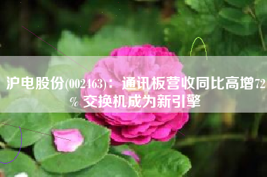 沪电股份(002463)：通讯板营收同比高增72% 交换机成为新引擎