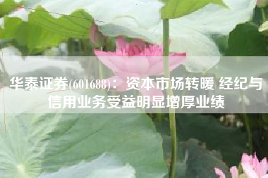 华泰证券(601688)：资本市场转暖 经纪与信用业务受益明显增厚业绩