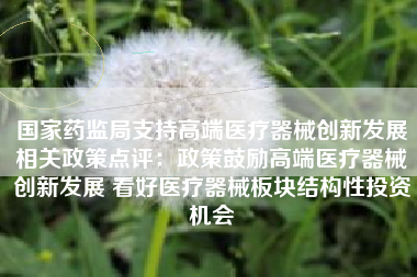 国家药监局支持高端医疗器械创新发展相关政策点评：政策鼓励高端医疗器械创新发展 看好医疗器械板块结构性投资机会