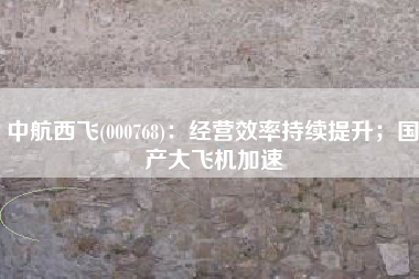 中航西飞(000768)：经营效率持续提升；国产大飞机加速