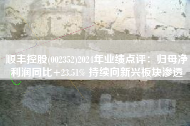 顺丰控股(002352)2024年业绩点评：归母净利润同比+23.51% 持续向新兴板块渗透
