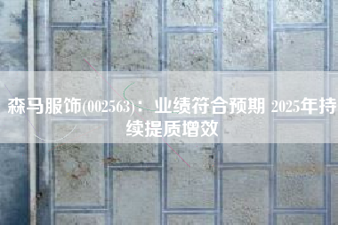 森马服饰(002563)：业绩符合预期 2025年持续提质增效