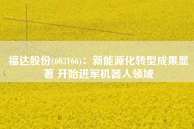 福达股份(603166)：新能源化转型成果显著 开始进军机器人领域