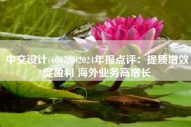 中交设计(600720)2024年报点评：提质增效促盈利 海外业务高增长