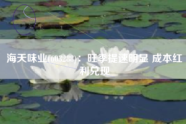 海天味业(603288)：旺季提速明显 成本红利兑现