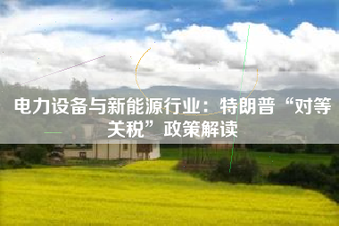 电力设备与新能源行业：特朗普“对等关税”政策解读