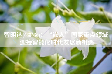 智明达(688636)：“嵌入”国家重点领域 迎接智能化时代发展新机遇