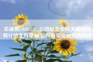 芯源微(688037)：公司股东中科天盛股权转让给北方华创 公司有望受益协同效应