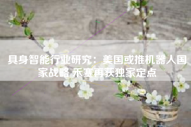 具身智能行业研究：美国或推机器人国家战略 禾赛再获独家定点