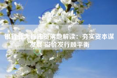 银行业大行注资落地解读：夯实资本谋发展 溢价发行顾平衡