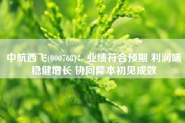 中航西飞(000768)：业绩符合预期 利润端稳健增长 协同降本初见成效