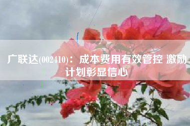 广联达(002410)：成本费用有效管控 激励计划彰显信心