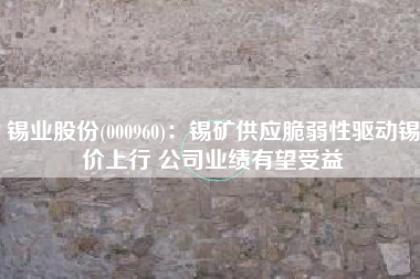 锡业股份(000960)：锡矿供应脆弱性驱动锡价上行 公司业绩有望受益