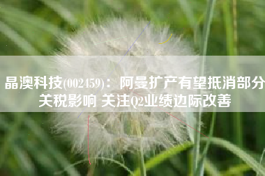 晶澳科技(002459)：阿曼扩产有望抵消部分关税影响 关注Q2业绩边际改善