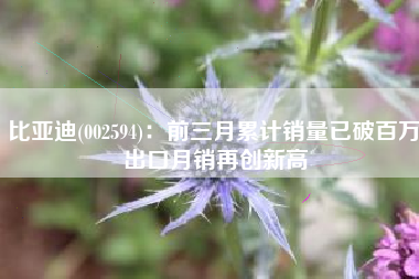 比亚迪(002594)：前三月累计销量已破百万 出口月销再创新高