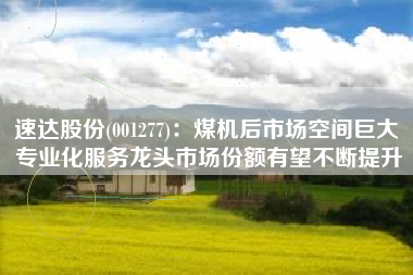 速达股份(001277)：煤机后市场空间巨大 专业化服务龙头市场份额有望不断提升