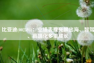 比亚迪(002594)：业绩表现亮眼出海、智驾、高端化多重成长