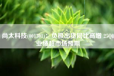 尚太科技(001301)：负极出货同比高增 25Q1业绩超市场预期