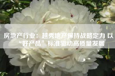 房地产行业：越秀地产保持战略定力 以“好产品”标准驱动高质量发展